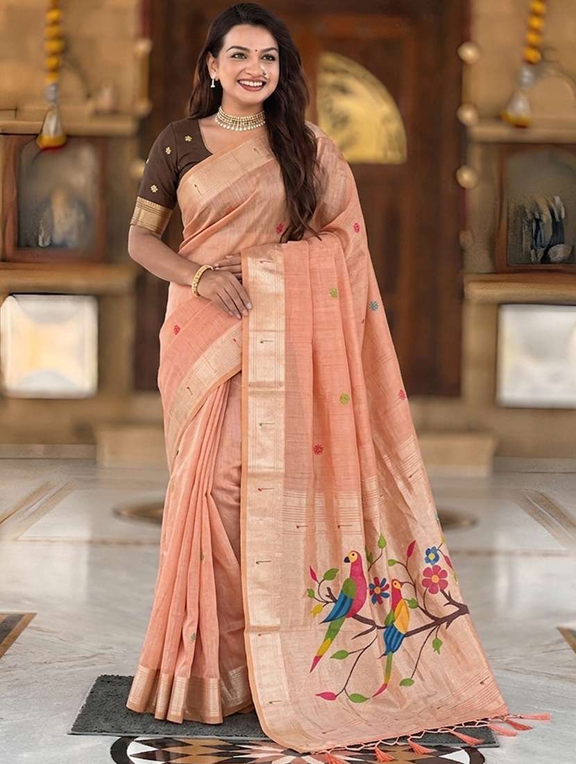 women self design paithani saree with blouse