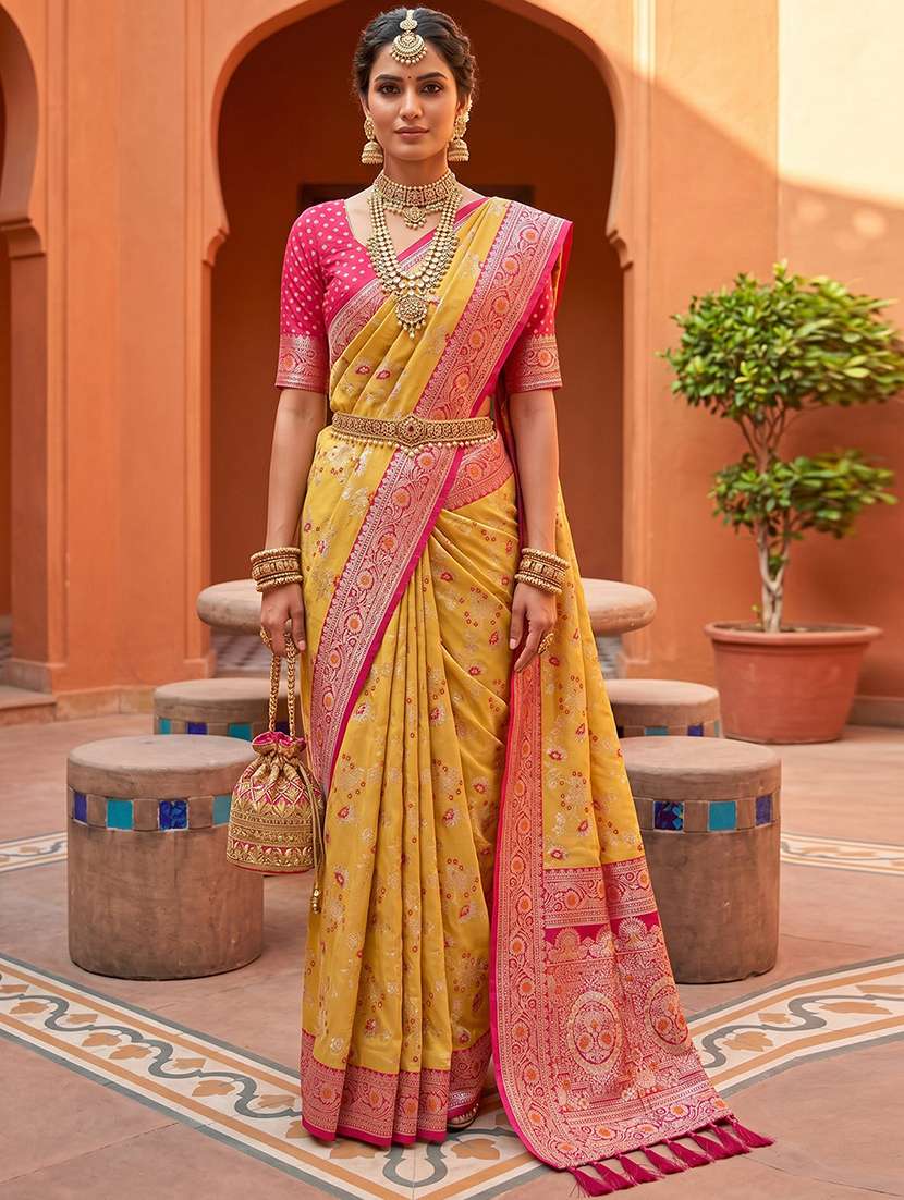 women self design banarasi saree with blouse
