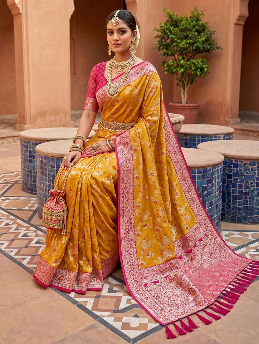 women self design banarasi saree with blouse - 22572066 -  Standard Image - 3