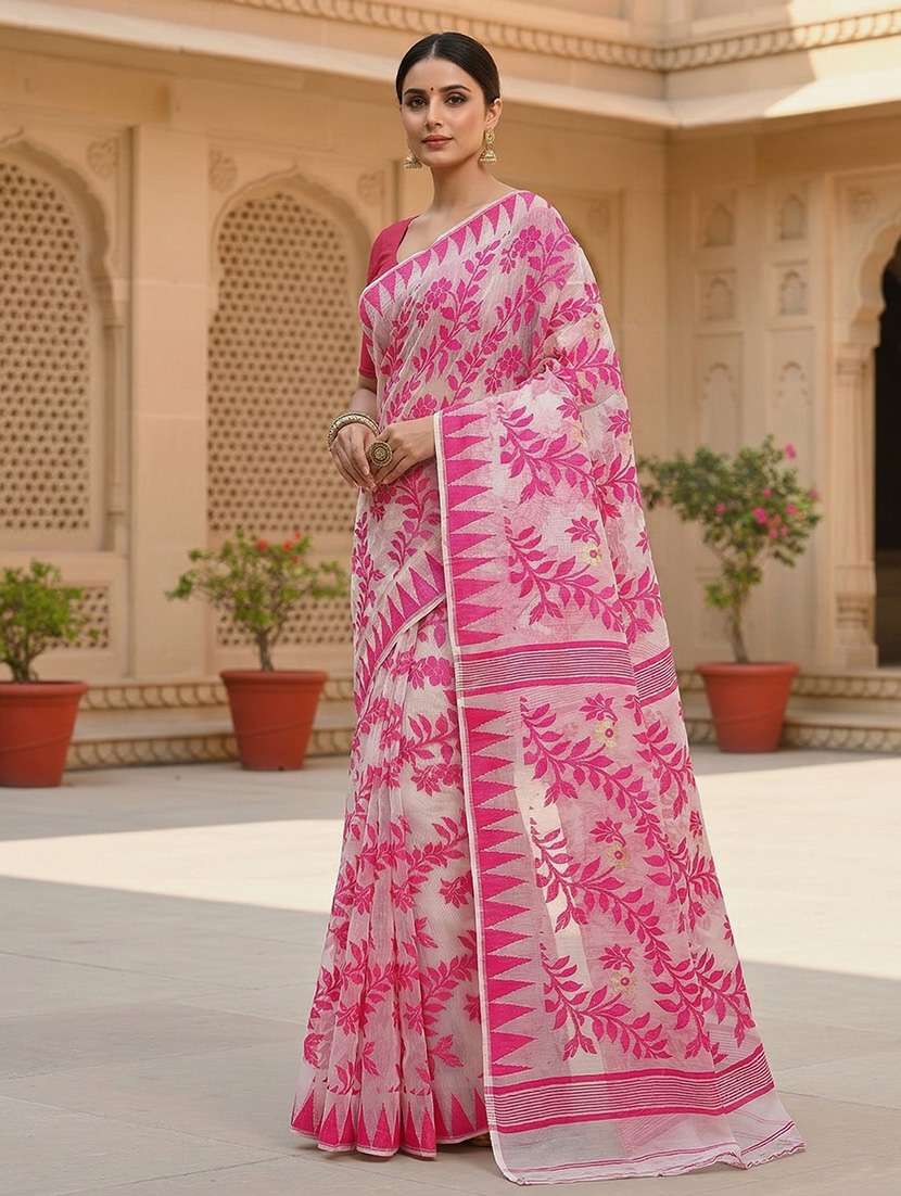 women self design jamdani saree with blouse