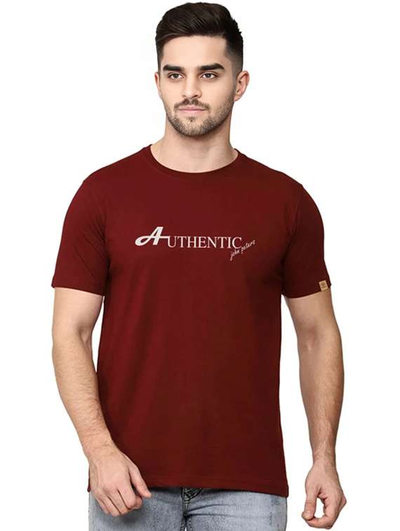 men printed round neck regular fit t-shirt