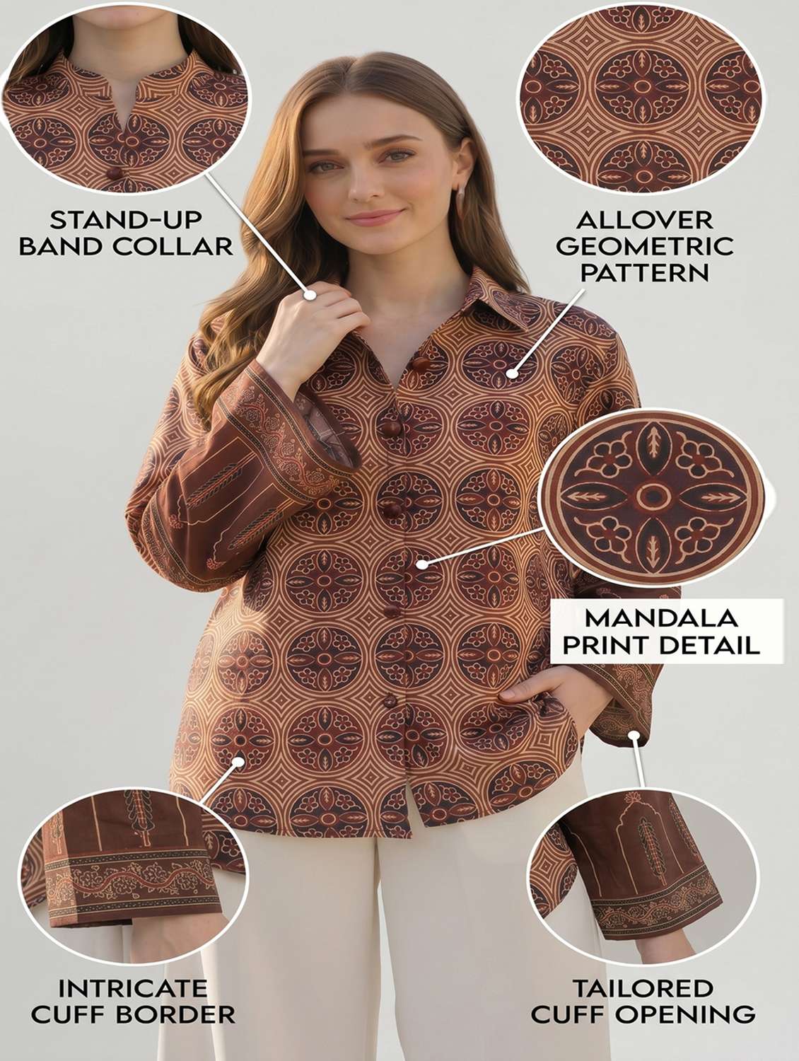 women printed long sleeves regular shirt - 22572134 -  Standard Image - 5
