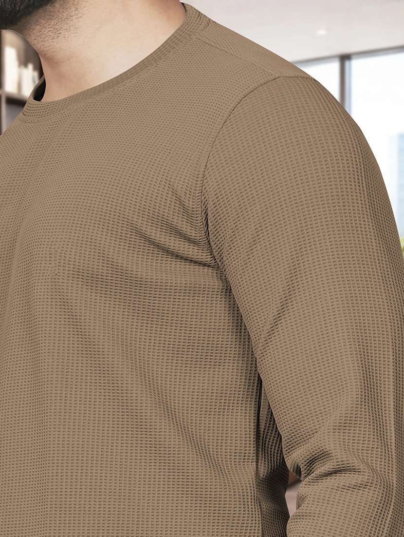 men textured long sleeves regular fit t-shirt - 22572139 -  Standard Image - 3