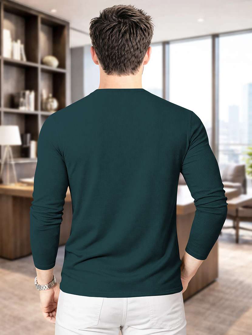 men textured long sleeves regular fit t-shirt - 22572142 -  Standard Image - 3