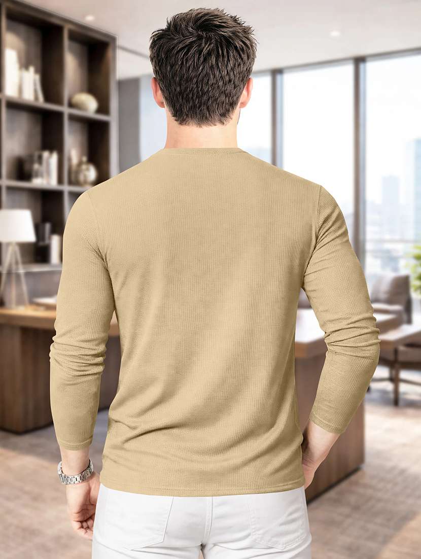 men textured long sleeves regular fit t-shirt - 22572143 -  Standard Image - 3