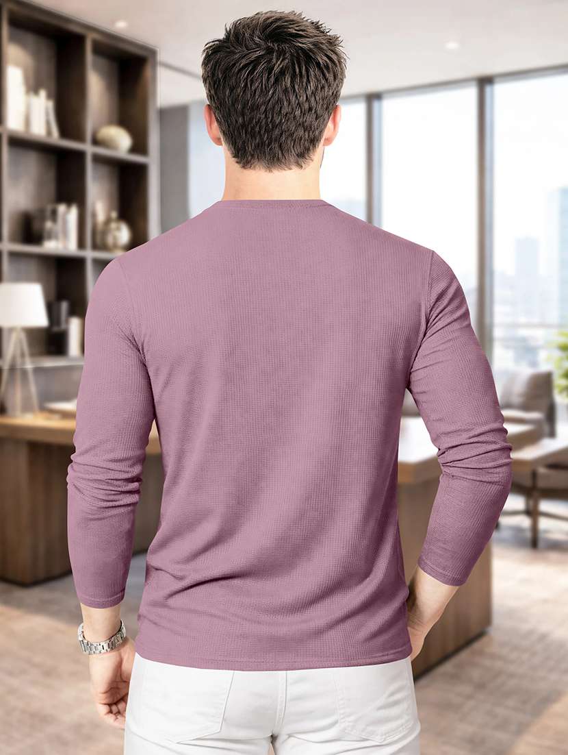 men textured long sleeves regular fit t-shirt - 22572144 -  Standard Image - 3