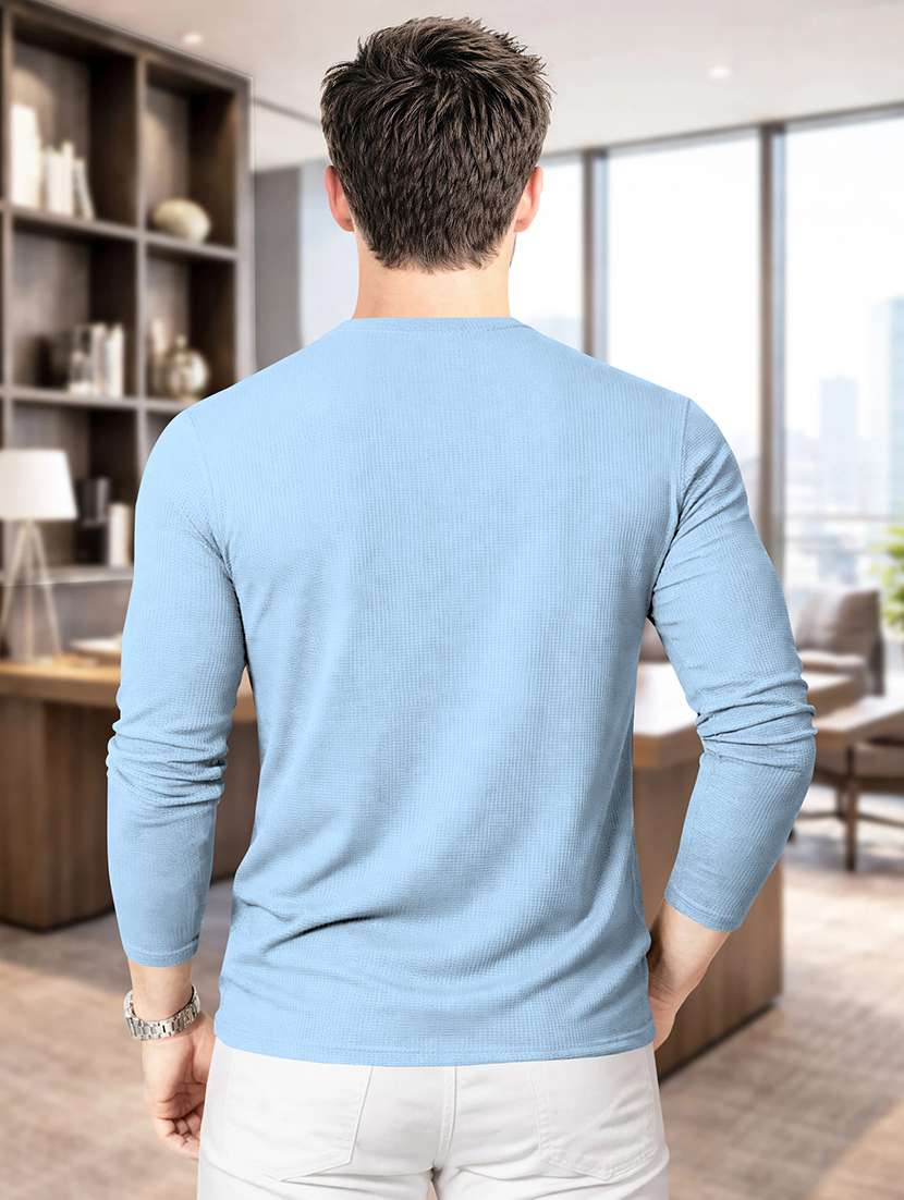 men textured long sleeves regular fit t-shirt - 22572145 -  Standard Image - 3
