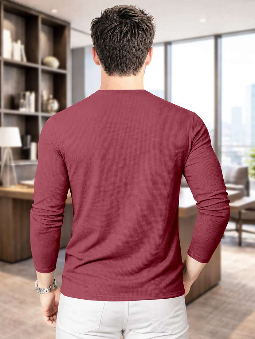 men textured long sleeves regular fit t-shirt - 22572146 -  Standard Image - 3
