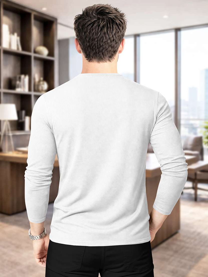 men textured long sleeves regular fit t-shirt - 22572147 -  Standard Image - 3