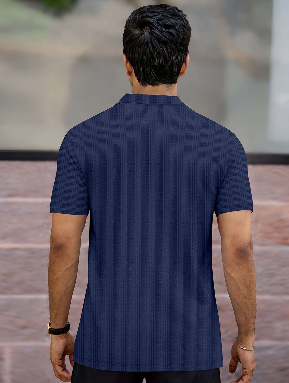 men textured short sleeves polo t-shirt - 22572152 -  Standard Image - 3