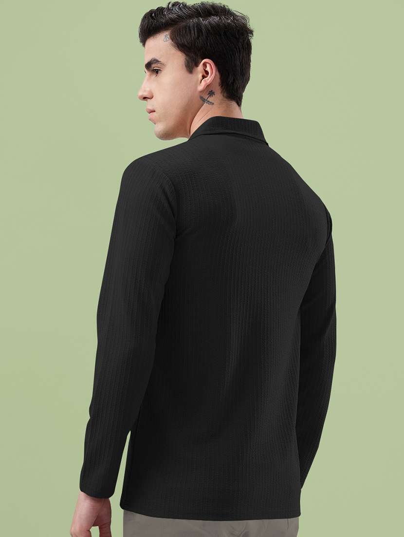 men textured long sleeves polo t-shirt - 22572154 -  Standard Image - 3