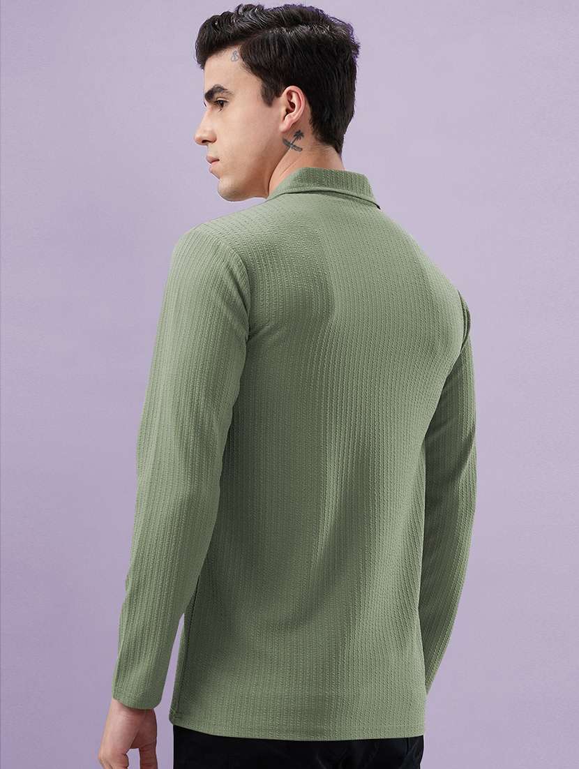 men textured long sleeves polo t-shirt - 22572158 -  Standard Image - 3