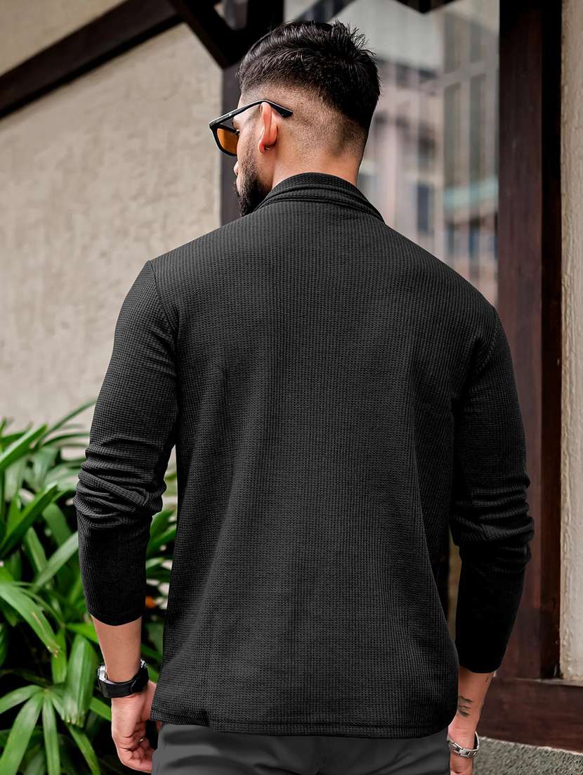 men textured long sleeves polo t-shirt - 22572178 -  Standard Image - 3