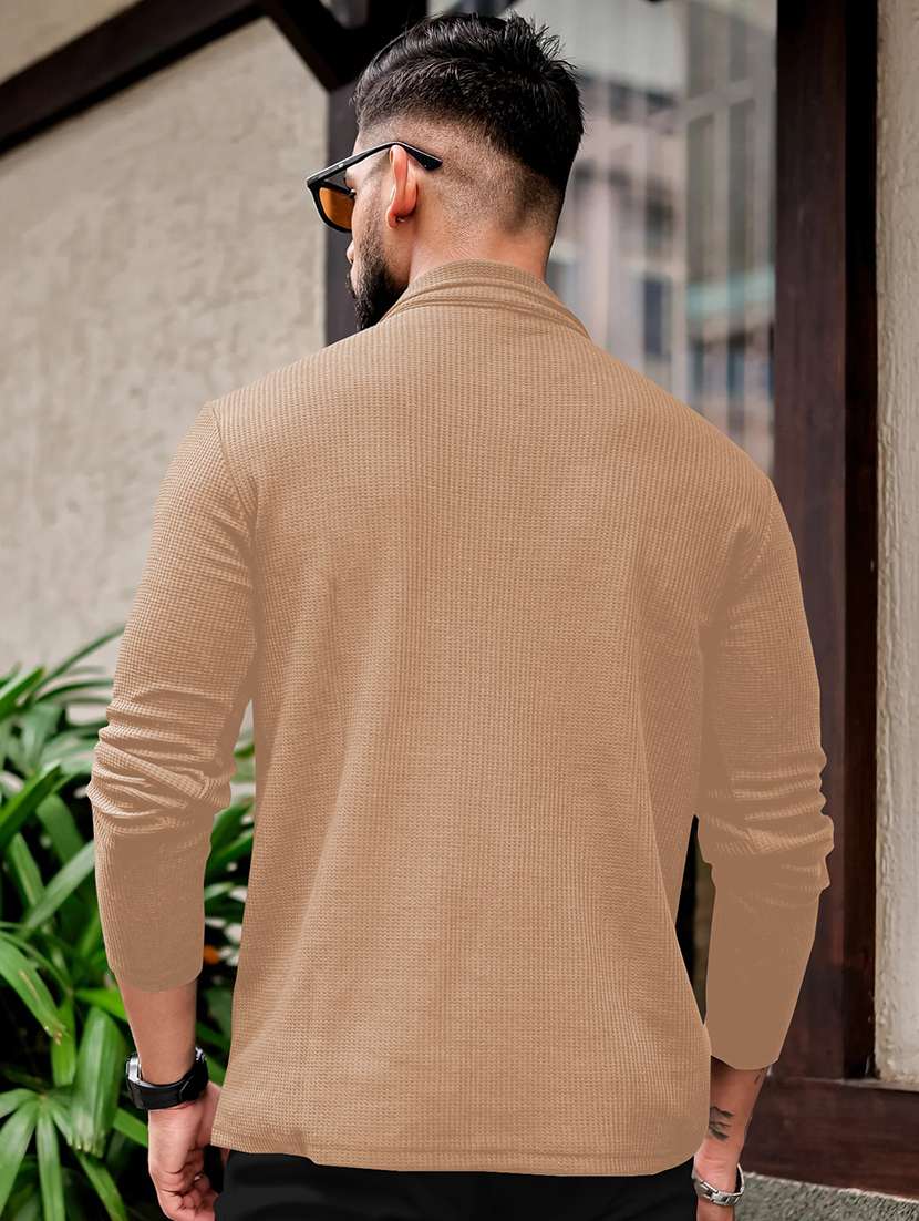 men textured long sleeves polo t-shirt - 22572179 -  Standard Image - 3