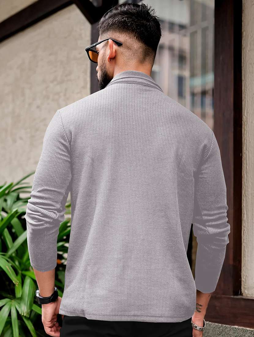 men textured long sleeves polo t-shirt - 22572181 -  Standard Image - 3