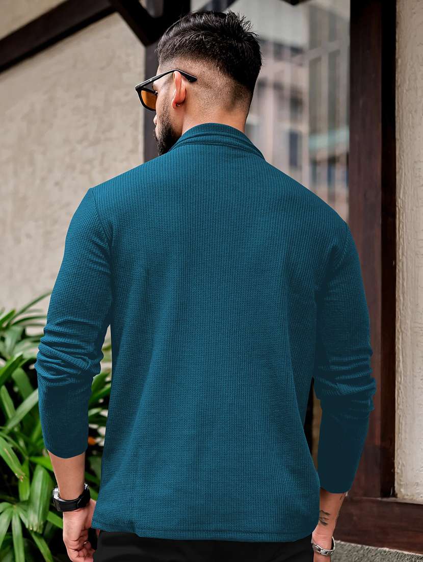 men textured long sleeves polo t-shirt - 22572182 -  Standard Image - 3