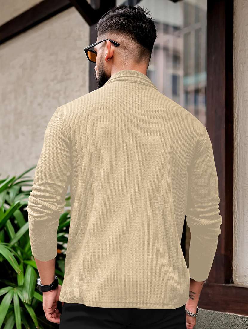 men textured long sleeves polo t-shirt - 22572183 -  Standard Image - 3