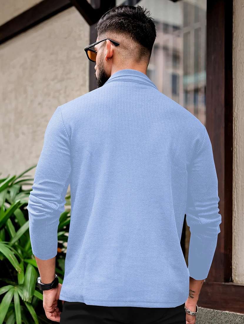 men textured long sleeves polo t-shirt - 22572185 -  Standard Image - 3