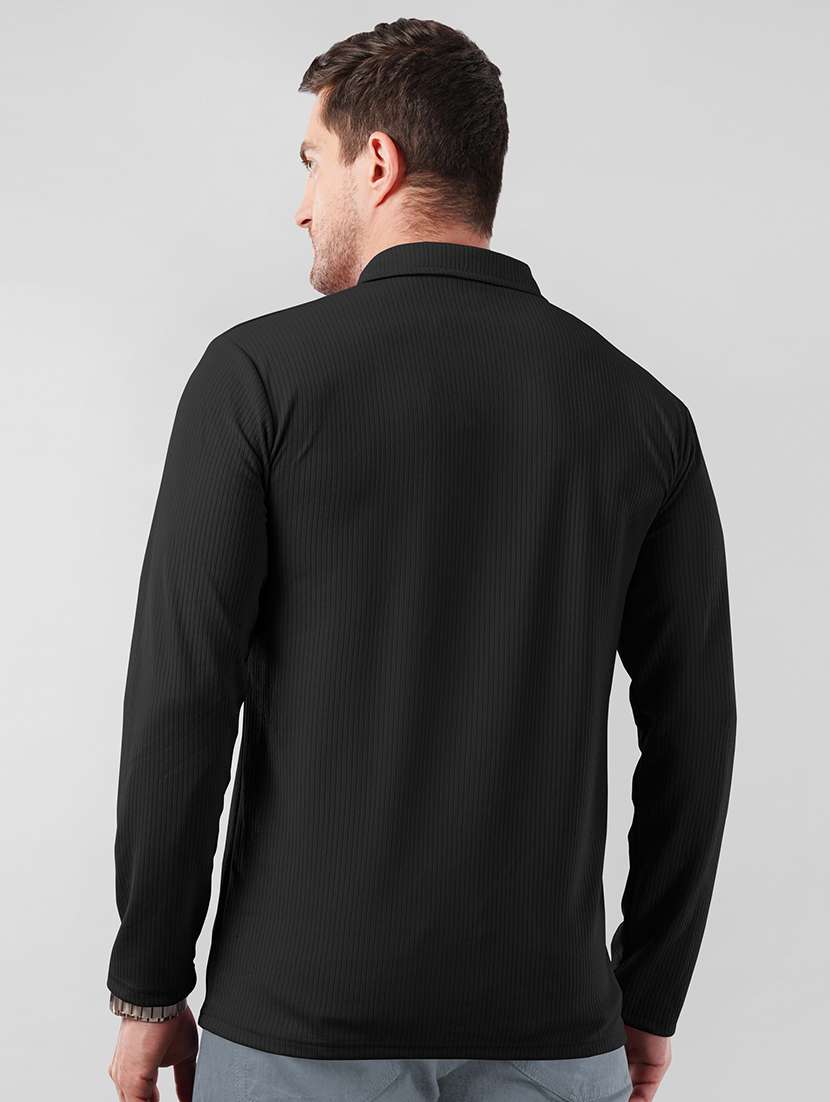 men textured long sleeves polo t-shirt - 22572189 -  Standard Image - 3