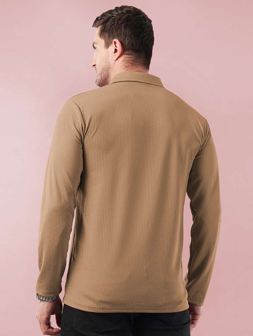men textured long sleeves polo t-shirt - 22572190 -  Standard Image - 3