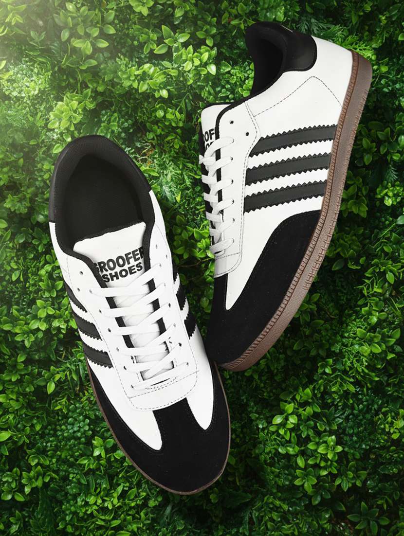 men colourblocked lace up sneakers