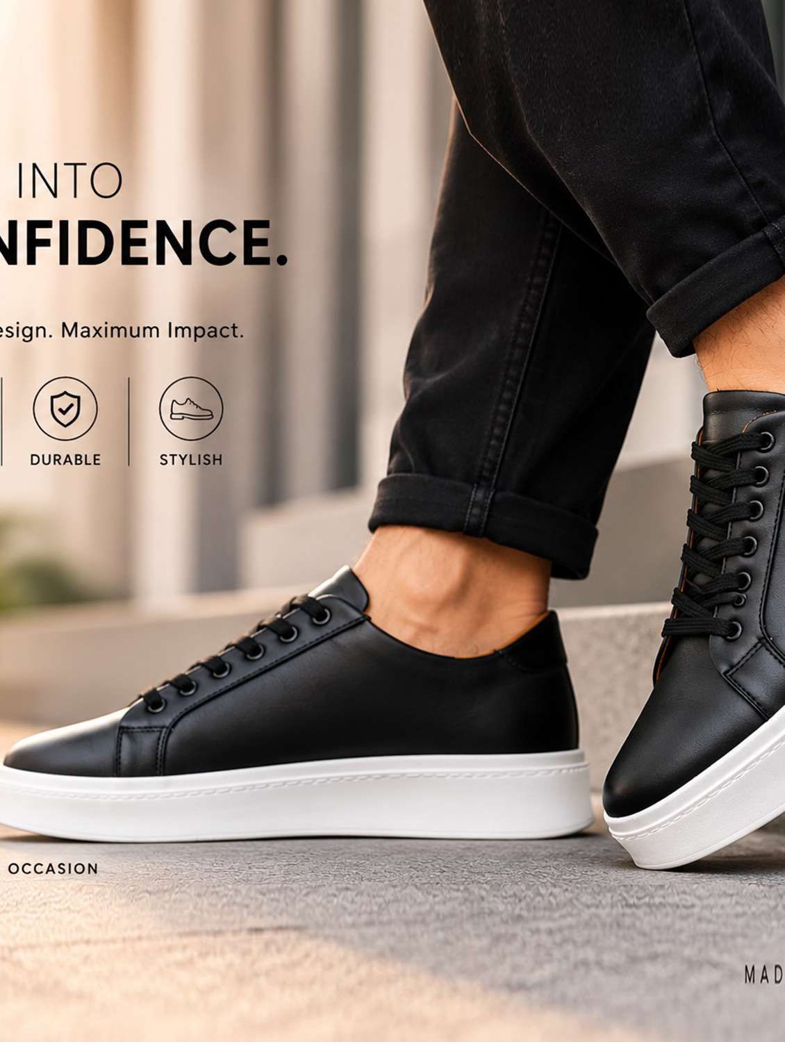 men solid lace up sneakers - 22572202 -  Standard Image - 3