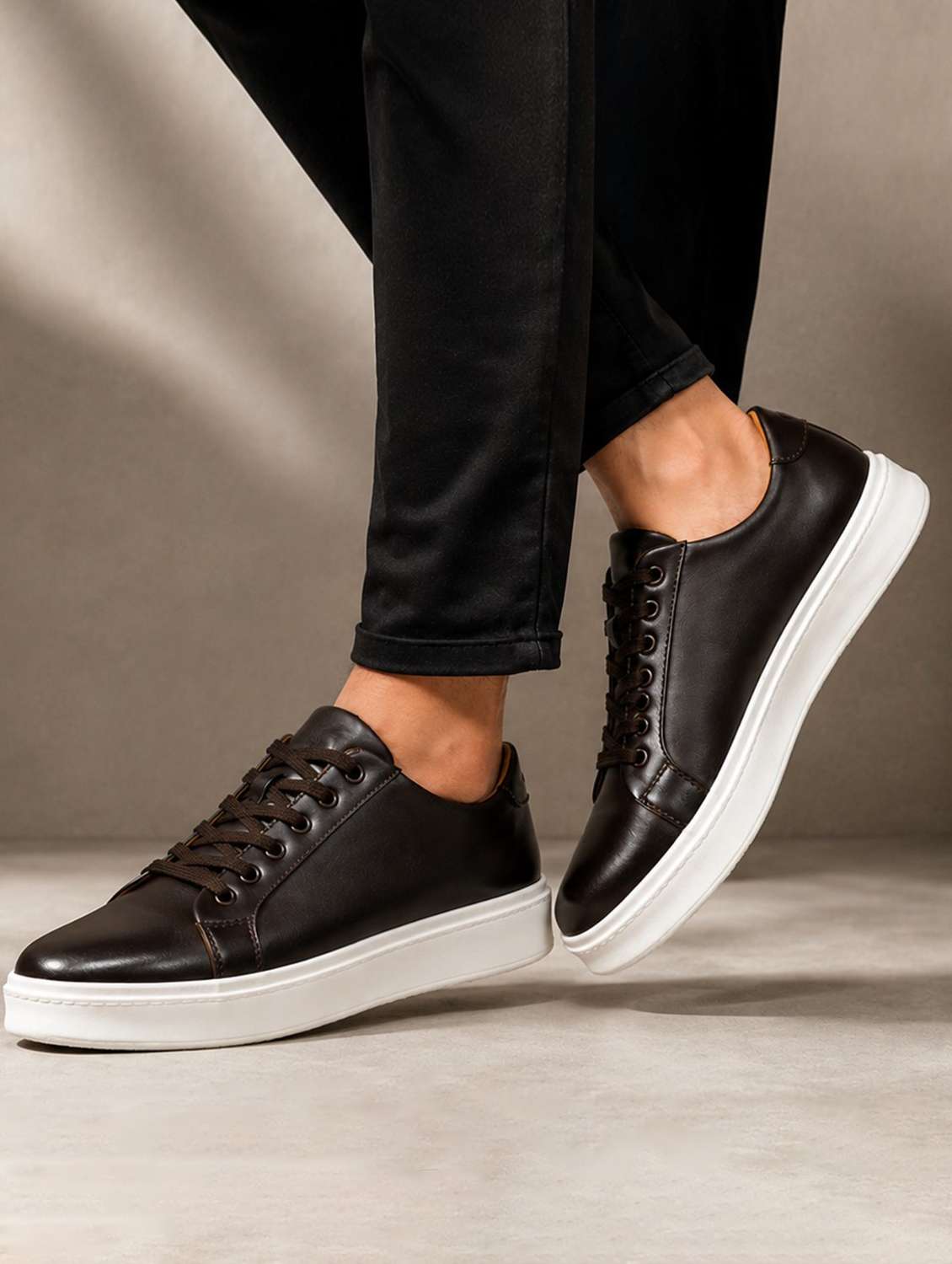 men solid lace up sneakers - 22572203 -  Standard Image - 3
