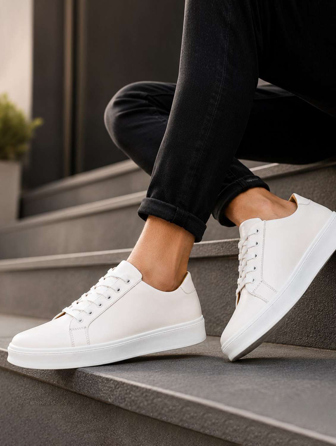 men solid lace up sneakers - 22572204 -  Standard Image - 3