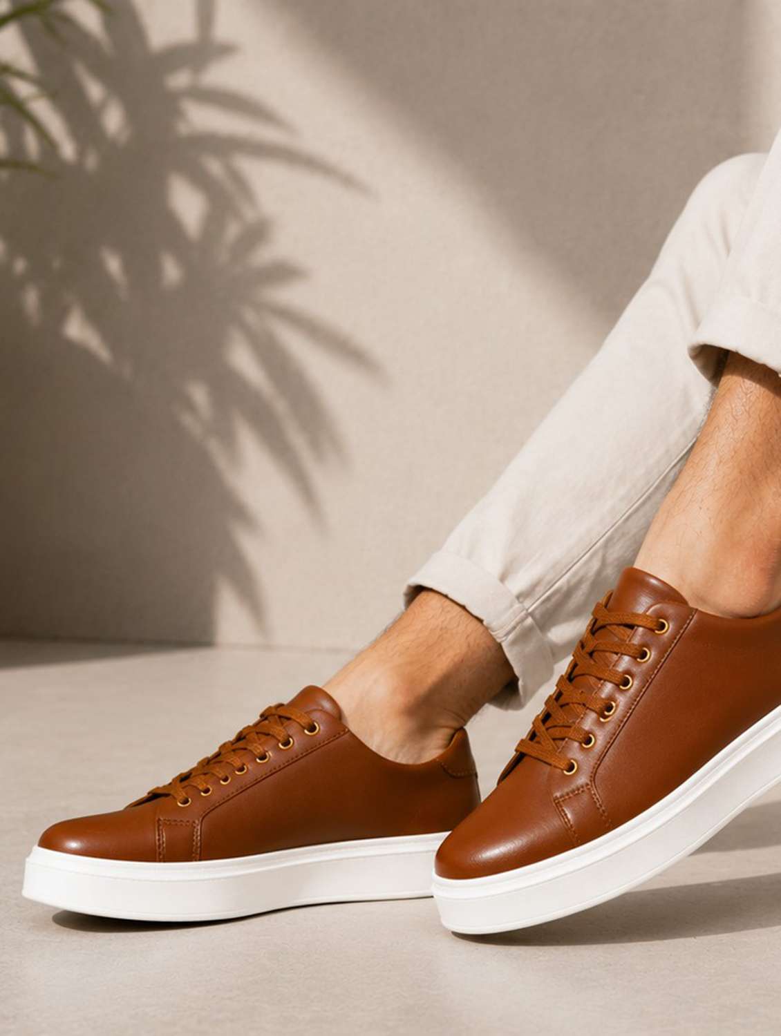 men solid lace up sneakers - 22572205 -  Standard Image - 3