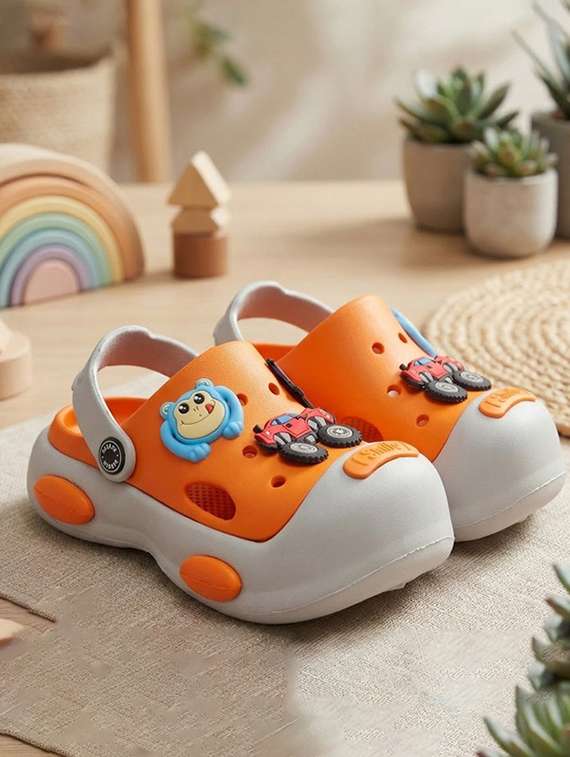 kids colourblocked back strap clogs