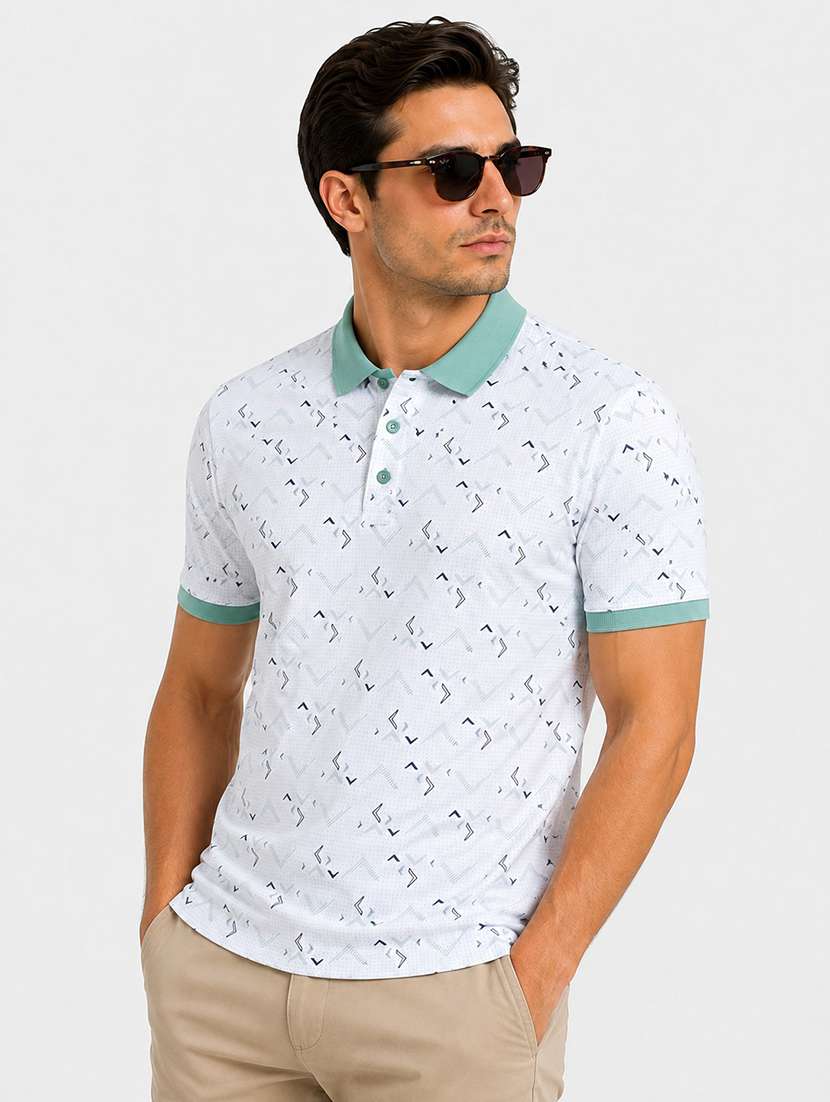 men printed short sleeves polo t-shirt