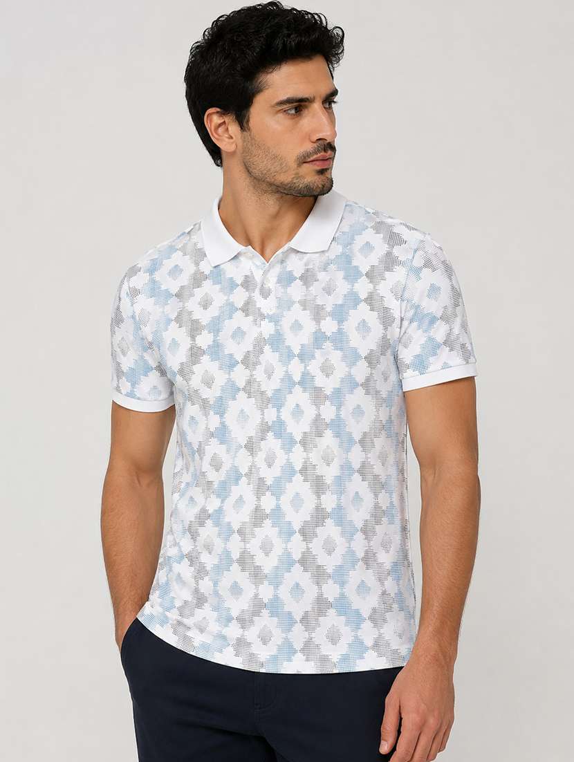 men printed short sleeves polo t-shirt