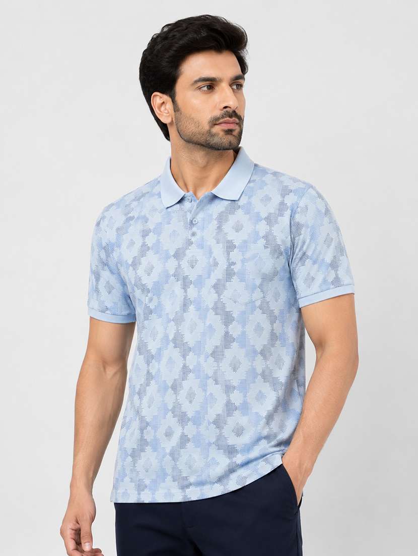 men printed short sleeves polo t-shirt