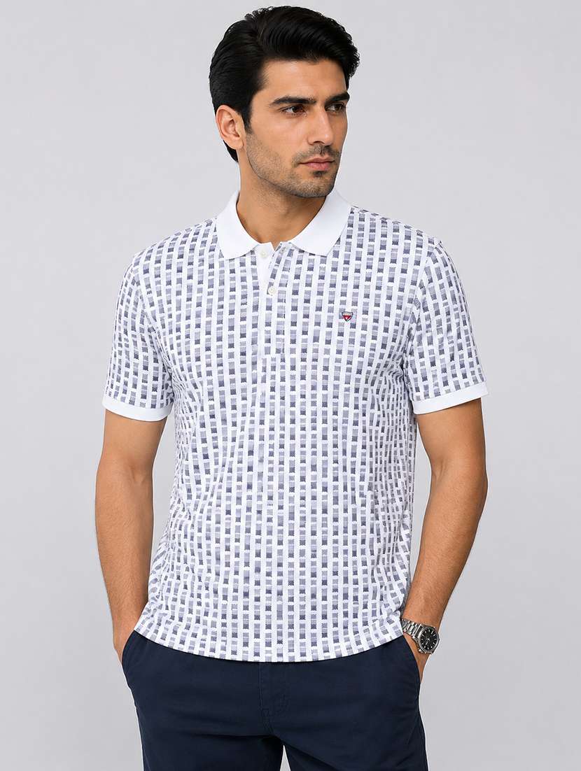 men printed short sleeves polo t-shirt