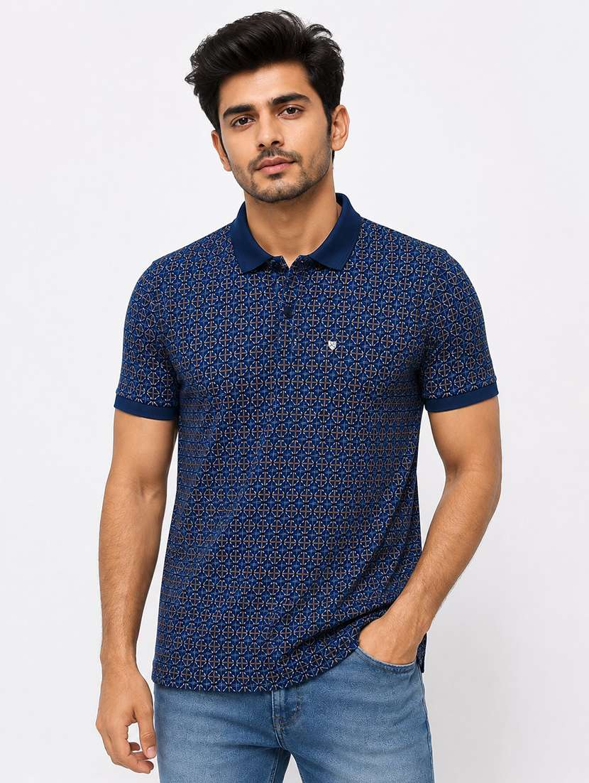 men printed short sleeves polo t-shirt