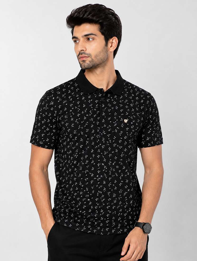 men printed short sleeves polo t-shirt