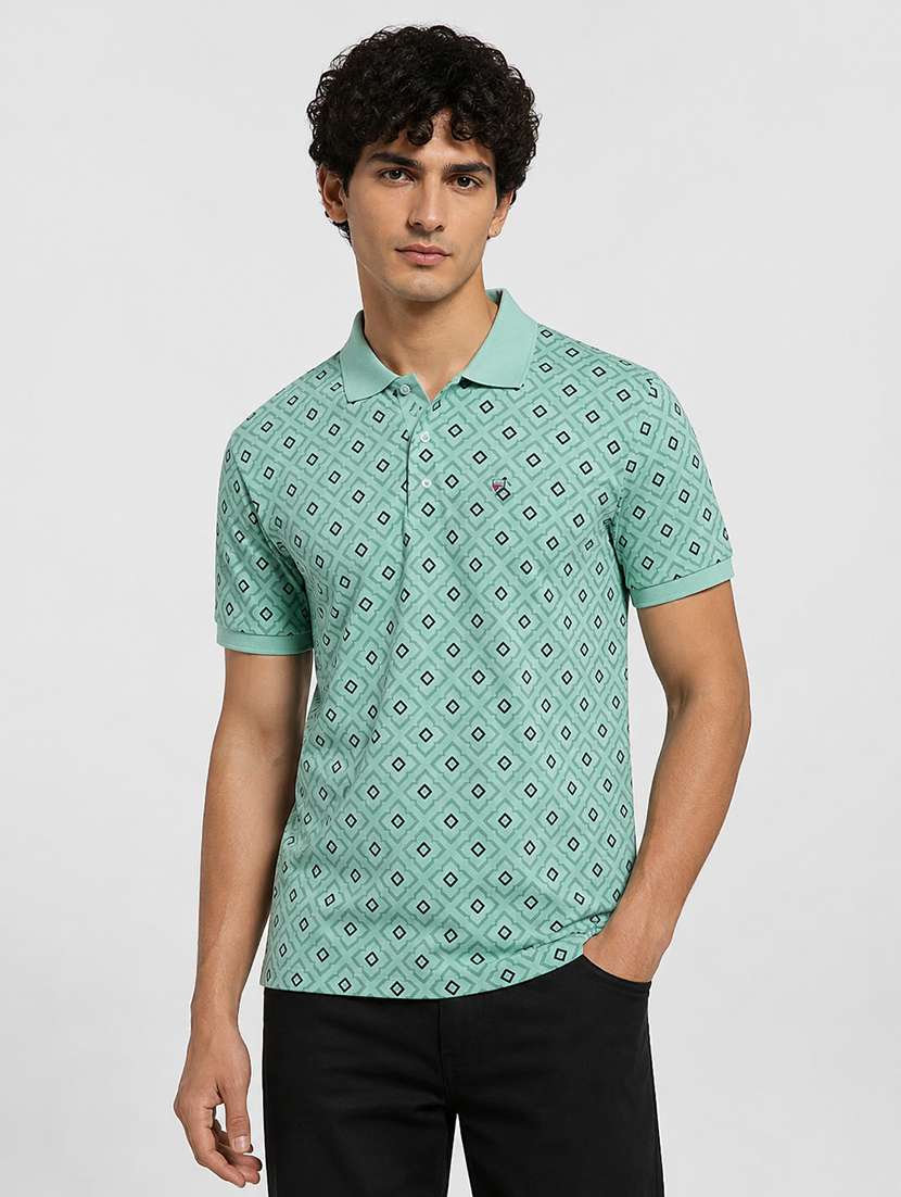 men printed short sleeves polo t-shirt