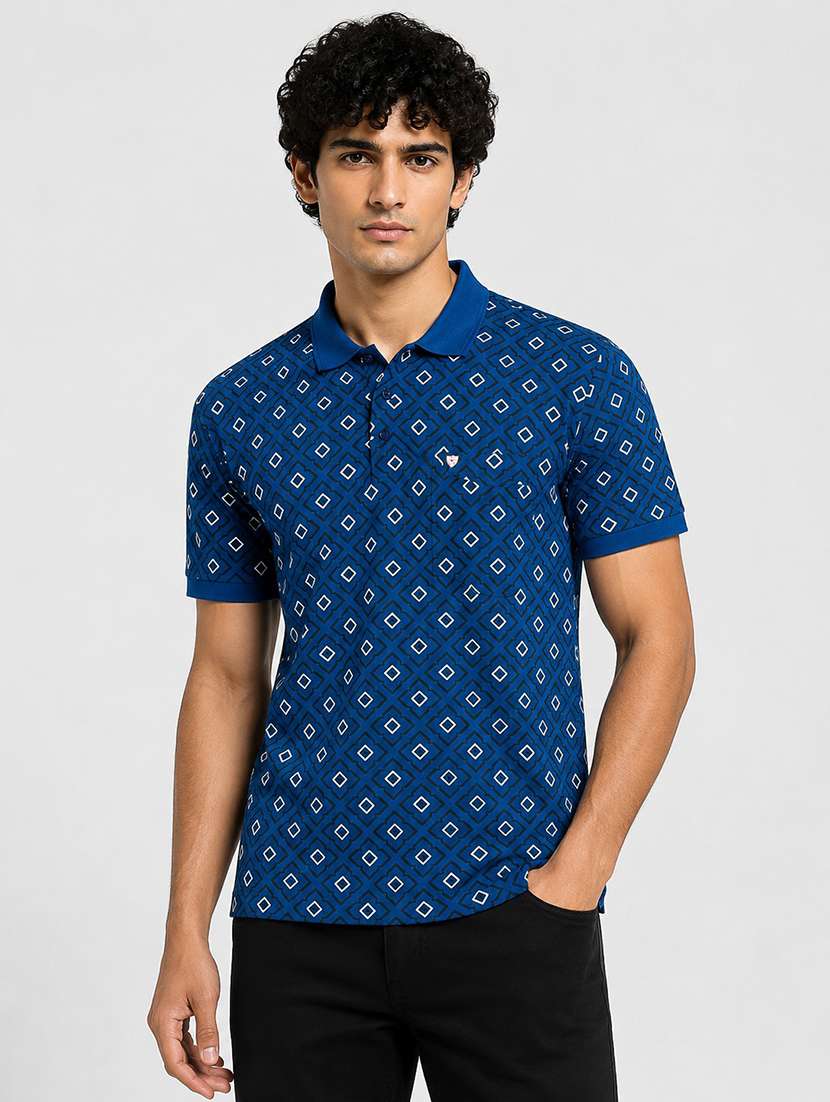 men printed short sleeves polo t-shirt
