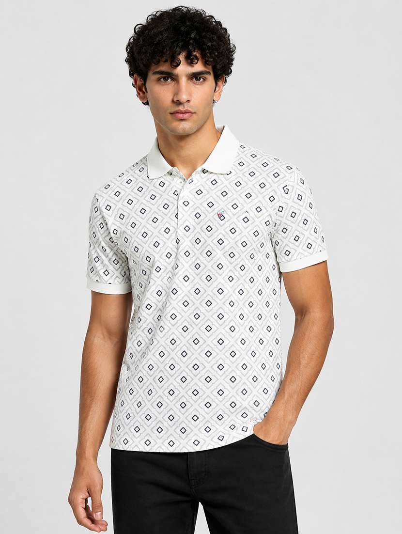 men printed short sleeves polo t-shirt