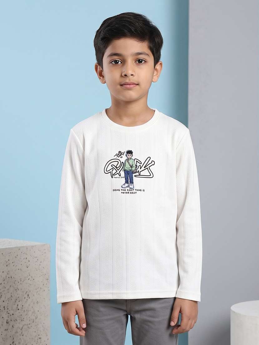 boys printed long sleeves regular fit t-shirt
