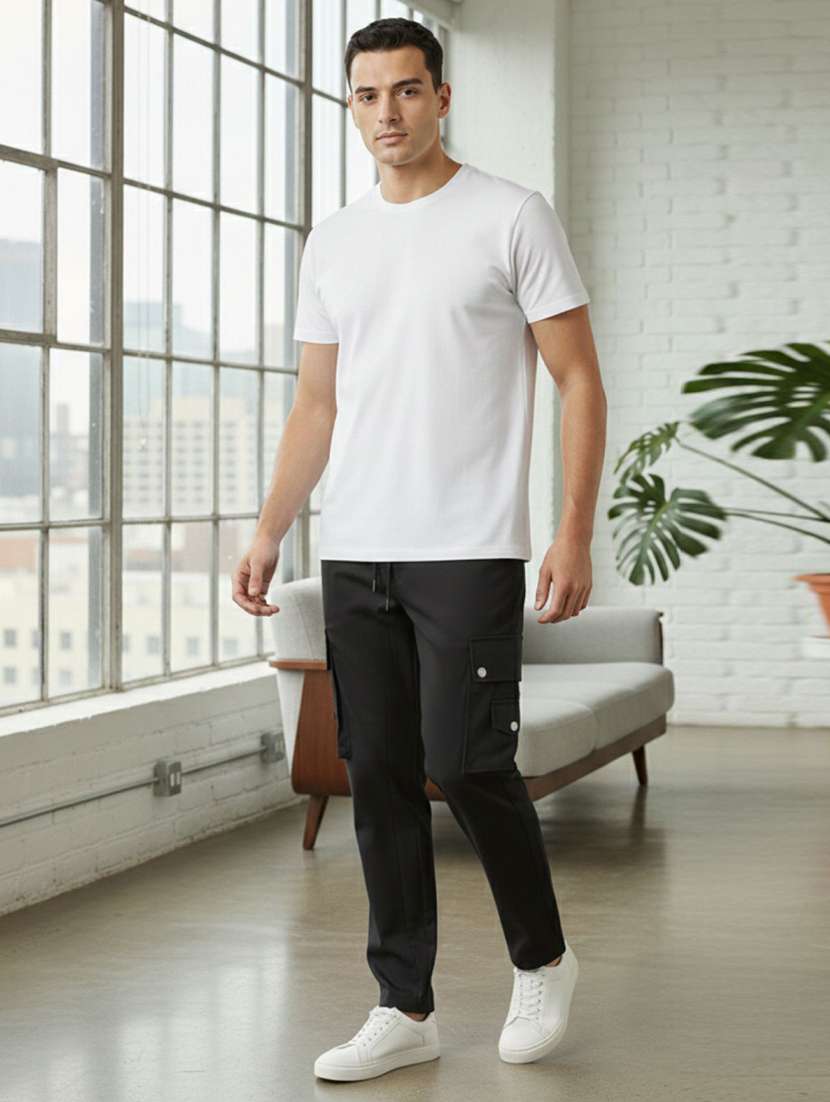 men solid mid rise cargo pant - 22573069 -  Standard Image - 3