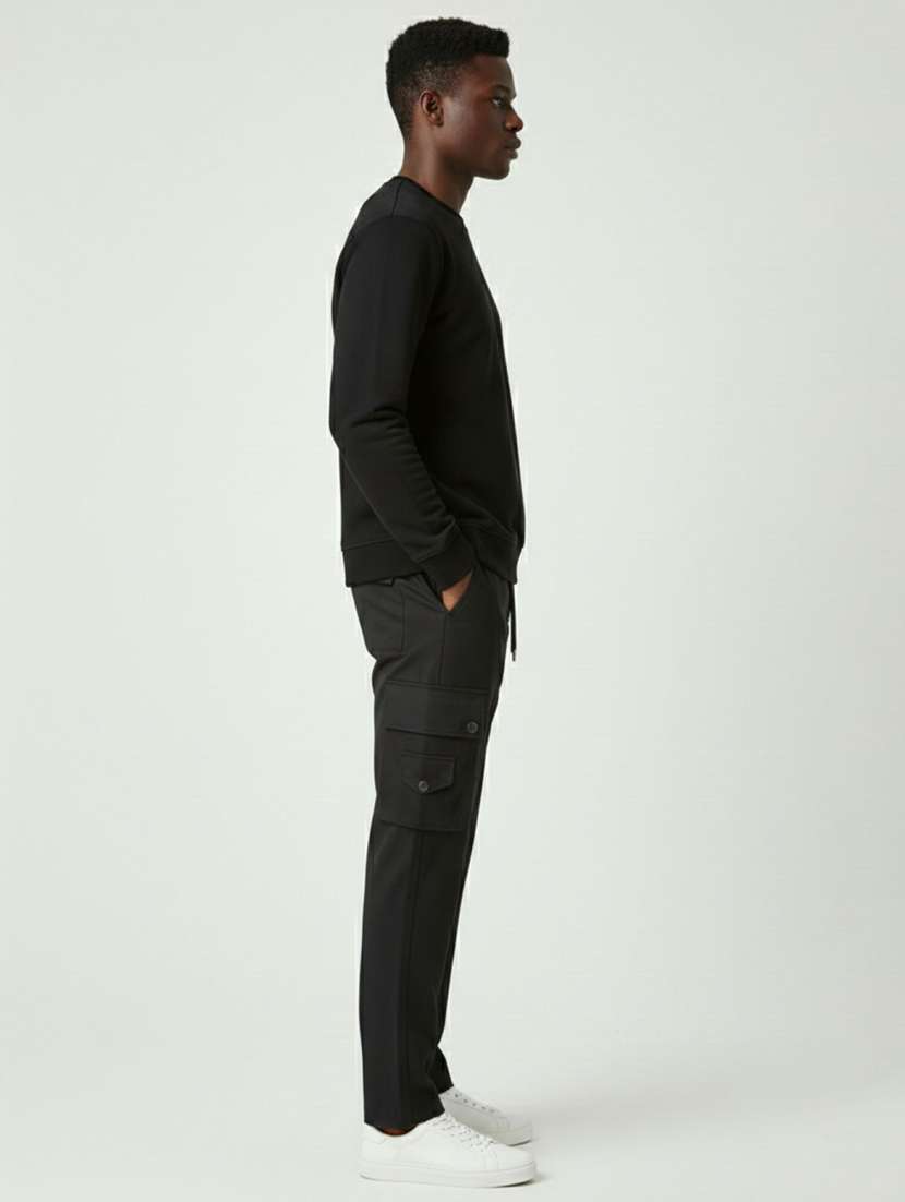 men solid mid rise cargo pant - 22573072 -  Standard Image - 3