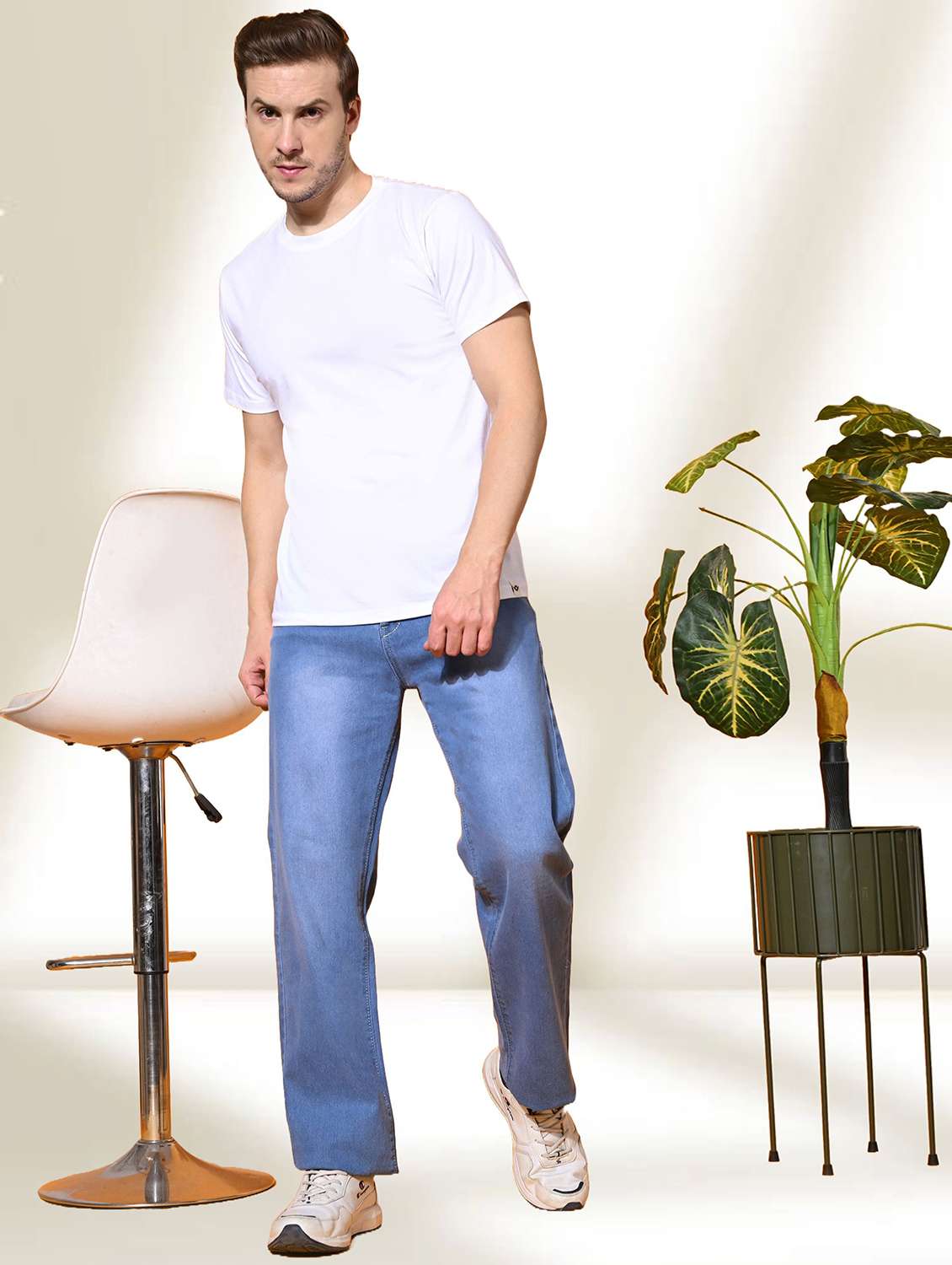 men washed mid rise straight jeans - 22573180 -  Standard Image - 3