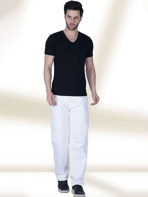 men solid mid rise cargo jeans - 22573181 -  Standard Image - 3