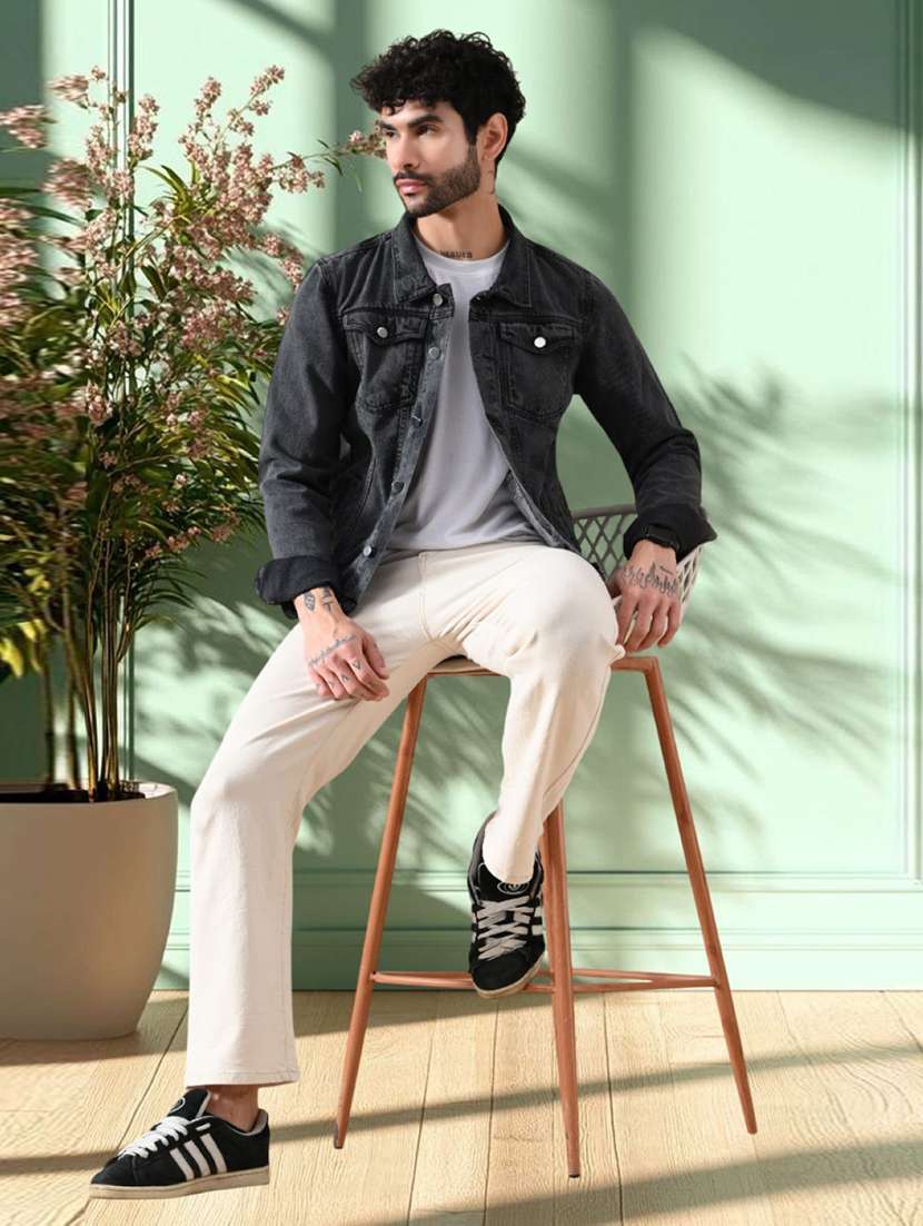 men washed long sleeves denim jacket - 22573193 -  Standard Image - 3