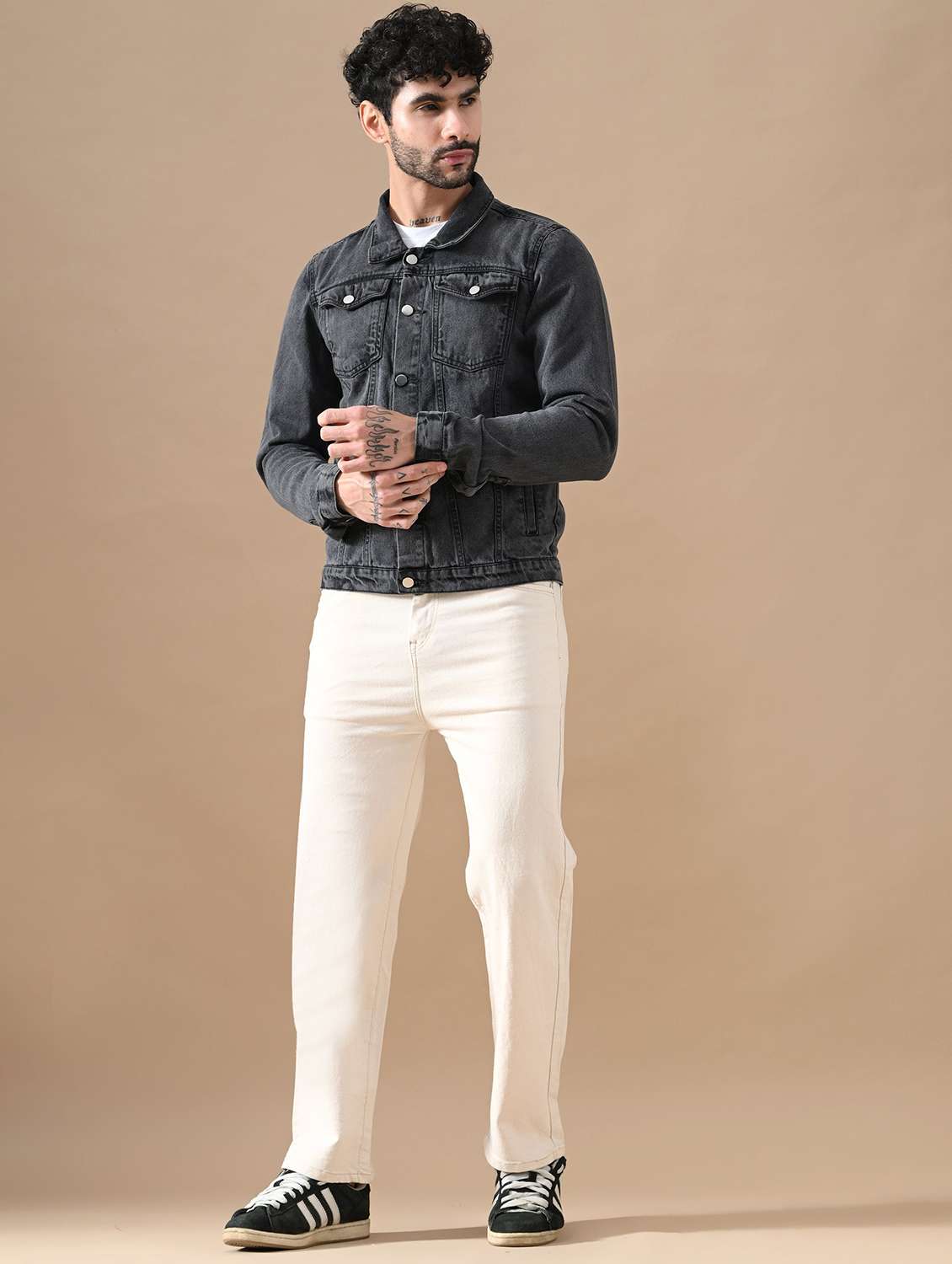 men washed long sleeves denim jacket - 22573196 -  Standard Image - 3