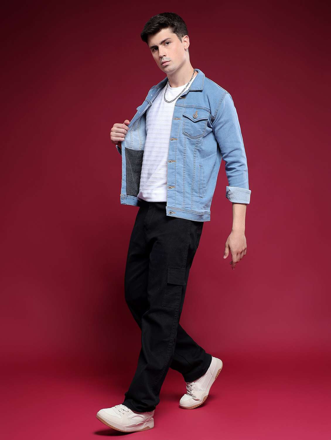 men solid long sleeves denim jacket - 22573284 -  Standard Image - 3