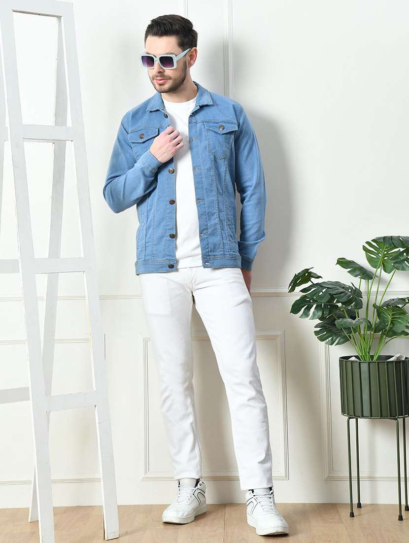 Men Solid Long Sleeves Denim Jacket - 22573285 -  Standard Image - 3