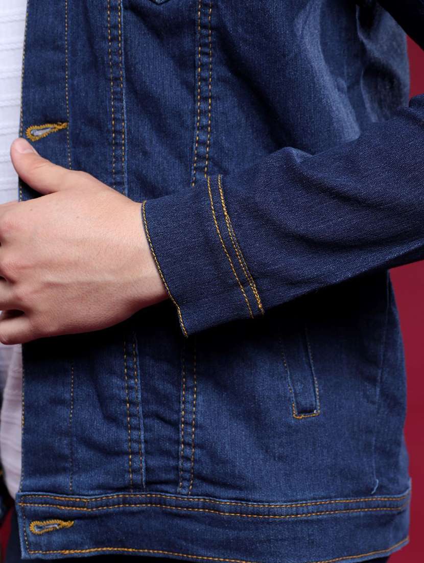 men solid long sleeves denim jacket - 22573286 -  Standard Image - 3