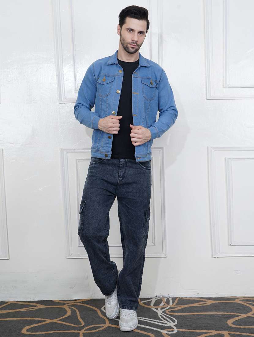 men solid long sleeves denim jacket - 22573287 -  Standard Image - 3